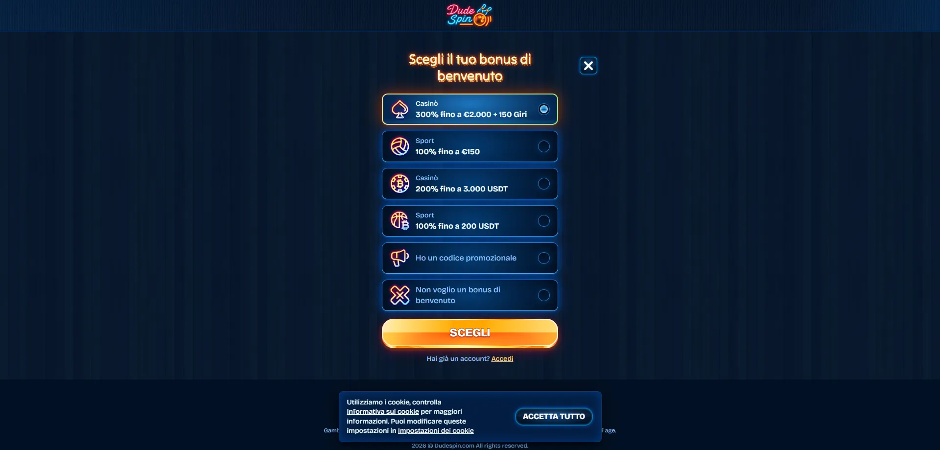Registrazione Dudespin Casino — crea il tuo account in pochi minuti
