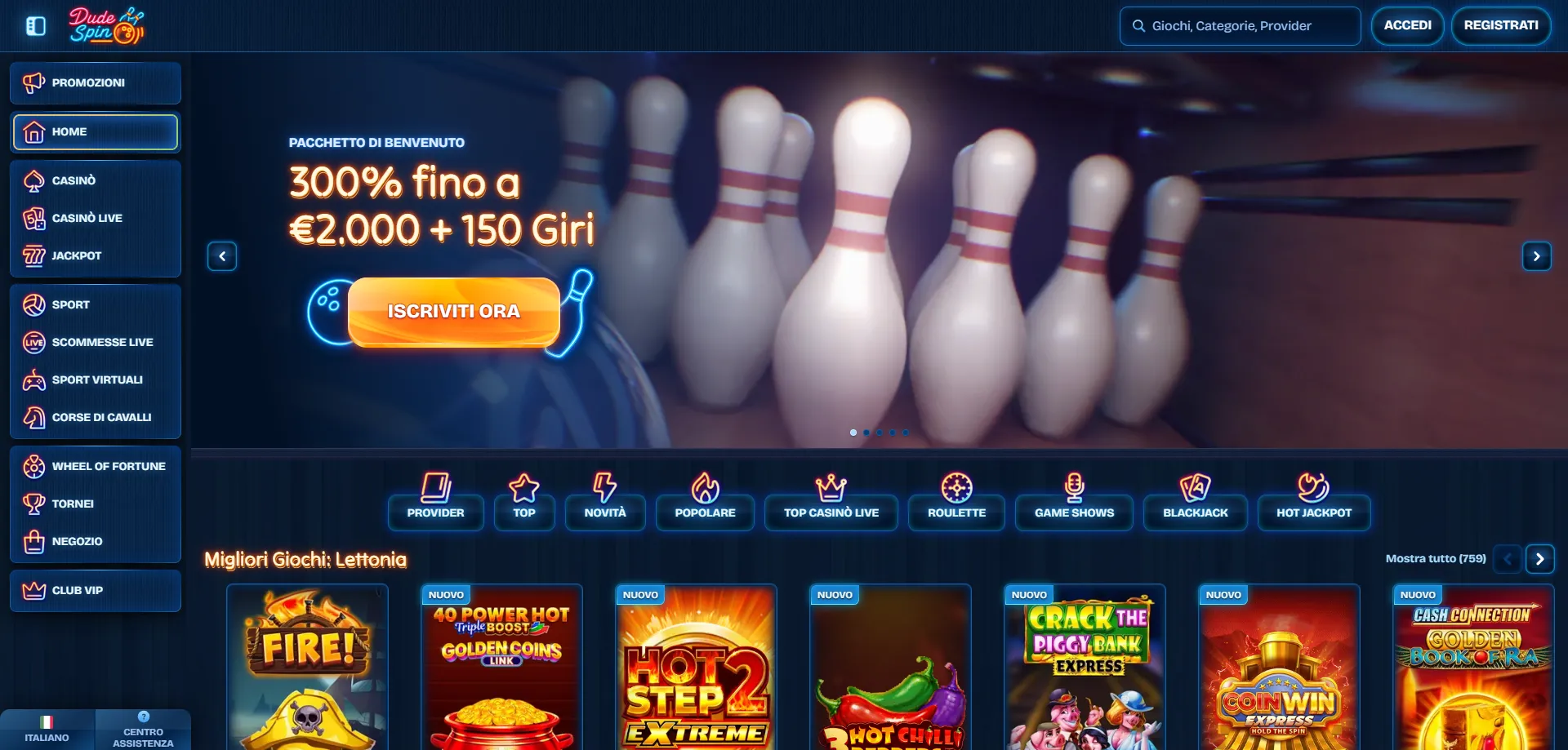 Dudespin Casino online — panoramica del casinò per giocatori italiani